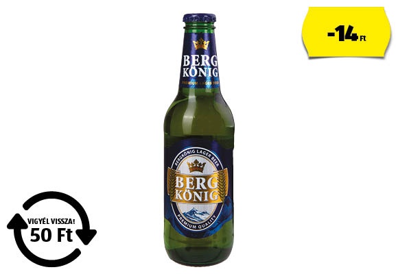 BERGKÖNIG Prémium világos sör, 0,33 l/üveg