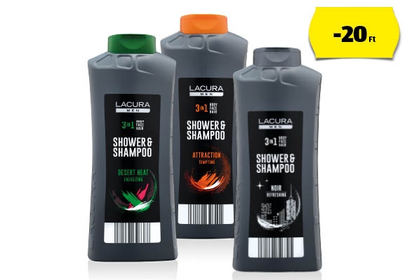 LACURA Tusfürdő és sampon, 500 ml/flakon