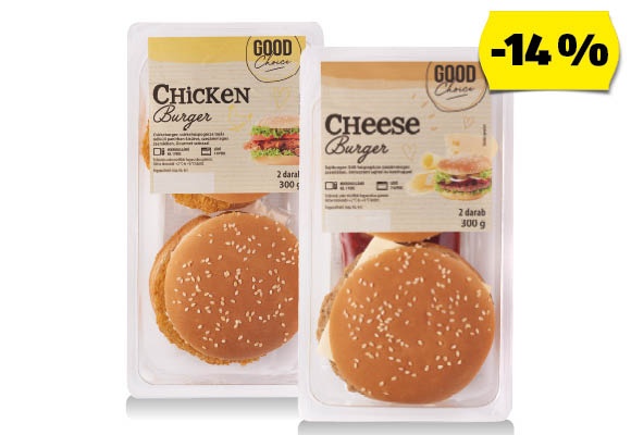 GOOD CHOICE Hamburger, 2 x 150 g vagy 2 x 125 g/csomag
