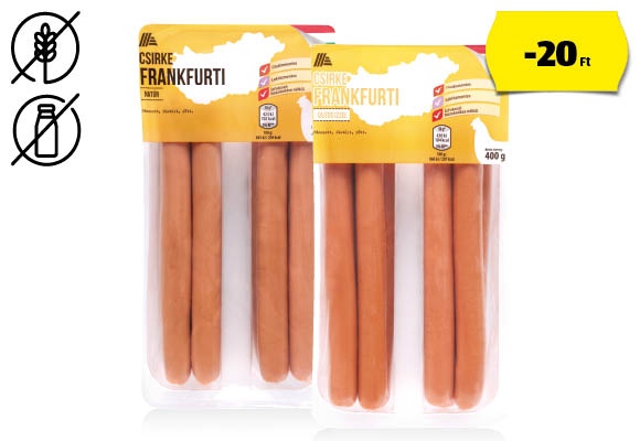 Csirke frankfurti, 400 g/csomag