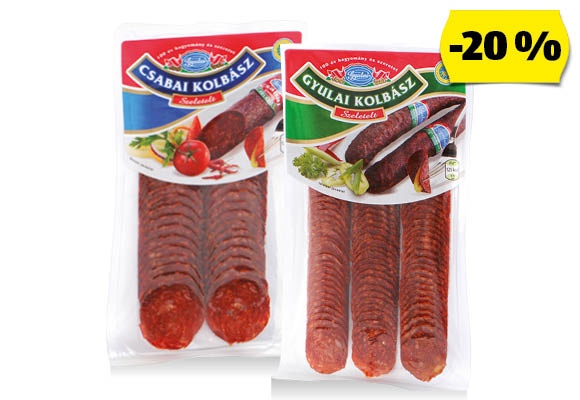 Szeletelt kolbász, 100 g/csomag