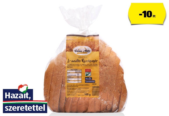 FRISSEN A PÉKTŐL E-mentes szeletelt rozskenyér, 500 g/csomag