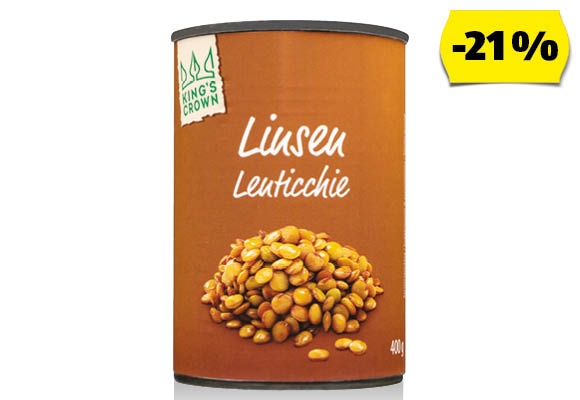 KING’S CROWN Lencse, 400 g (240 g)/doboz