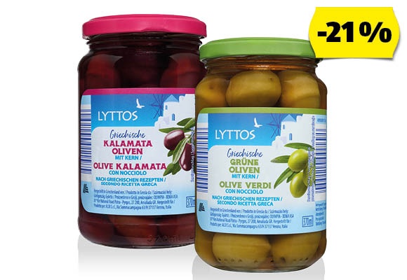 LYTTOS Görög olívabogyó, 350 g (200 g)/üveg