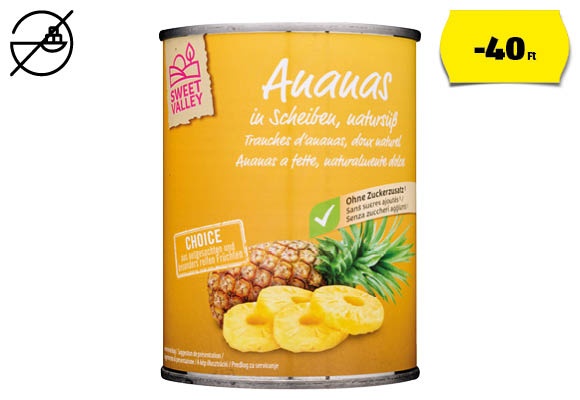SWEET VALLEY Szeletelt ananász, 560 g (340 g)/doboz 