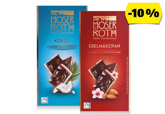 MOSER ROTH Töltött csokoládé, 140 g/darab