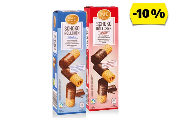 FINEST BAKERY Csokoládés ostyarudak, 125 g/doboz