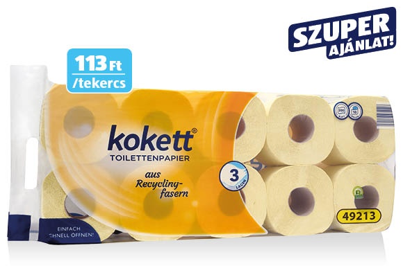 KOKETT Toalettpapír, 10 tekercs/csomag