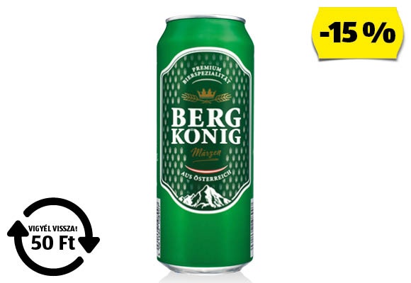 BERGKÖNIG Märzen világos sör, 0,5 l/doboz