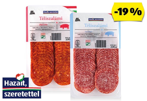 Szeletelt téliszalámi, 100 g/csomag