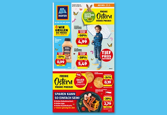 Das online HOFER-Flugblatt wird auf einem Tablet betrachtet.