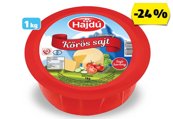 HAJDÚ Kőrös sajtkorong, 1 kg/darab