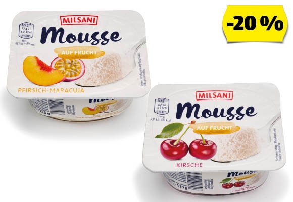 MILSANI Túródesszert gyümölccsel, 125 g/tégely