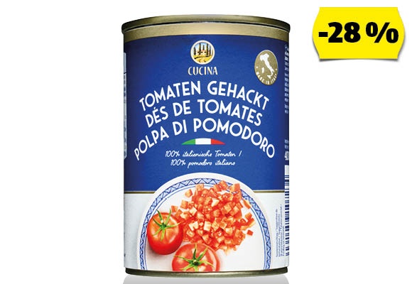 CUCINA Aprított paradicsom, 400 g (240 g)/doboz