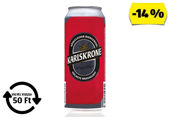 KARLSKRONE Világos sör, 0,5 l/doboz