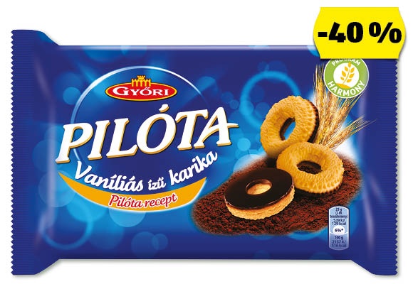 GYŐRI Pilóta vaníliás ízű karika, 150 g/csomag
