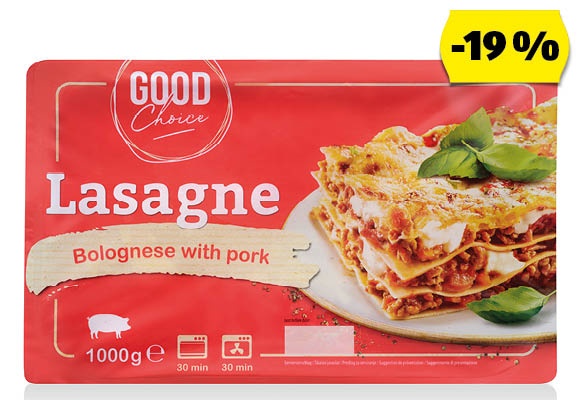 GOOD CHOICE Lasagne, 1 kg/csomag