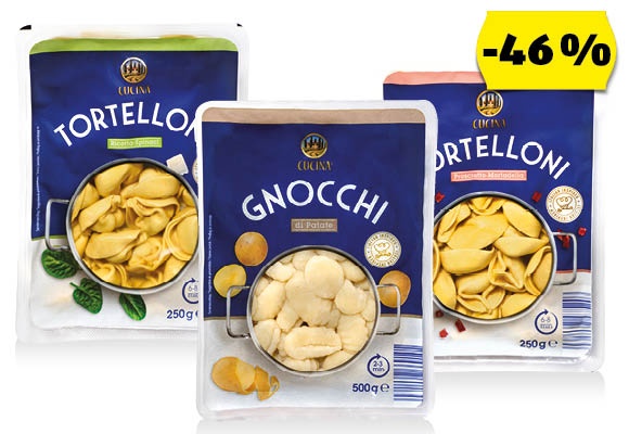CUCINA Gnocchi vagy Tortelloni, 500 g vagy 250 g/csomag