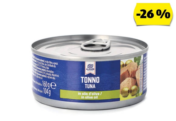 ALMARE SEAFOOD Tonhal olívaolajban, 160 g (104 g)/doboz 