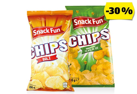 SNACK FUN Burgonyachips, 200 g/csomag