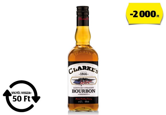CLARKE’S Bourbon Whiskey, 0,7 l/üveg