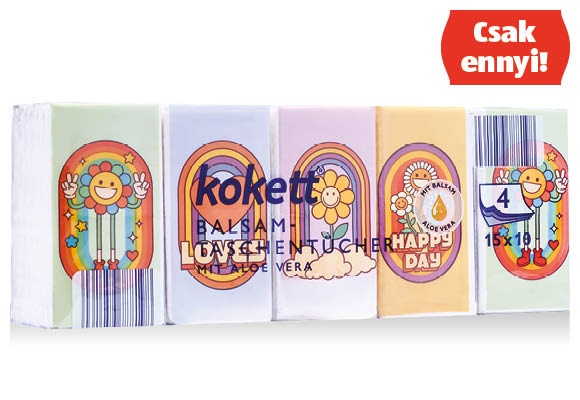 KOKETT Balzsamos papír zsebkendő, 15 x 10 darab/csomag