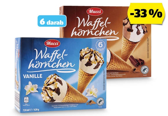 MUCCI Tölcséres jégkrém, 6 x 120 ml/doboz