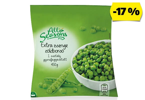 ALL SEASONS Zöldborsó, 450 g/csomag