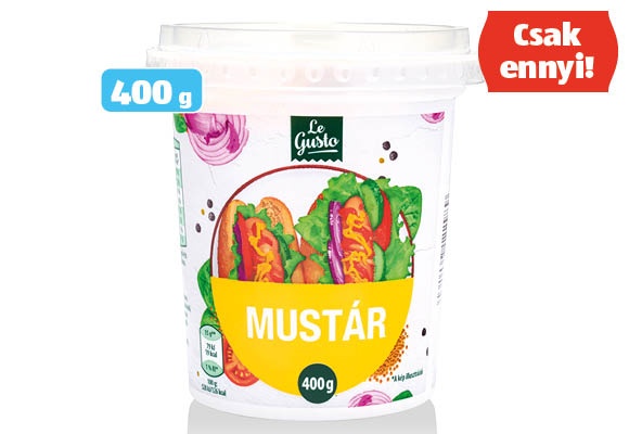 LE GUSTO Mustár, 400 g/pohár