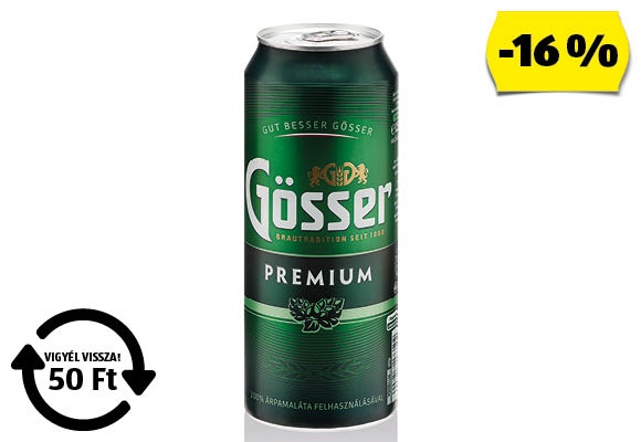 GÖSSER Világos sör, 0,5 l/doboz
