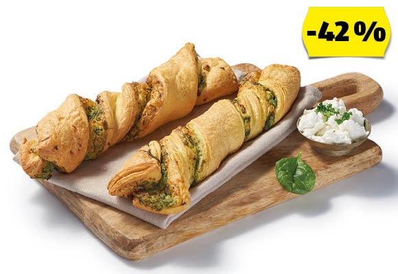 AZON MELEGÉBEN Spenótos-krémfehérsajtos twister, 100 g/darab