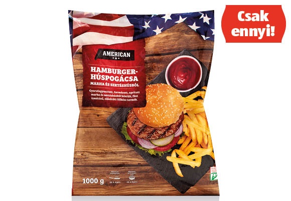 AMERICAN Hamburger-húspogácsa, 1 kg/csomag