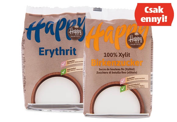 HAPPY HARVEST Nyírfacukor vagy eritrit, 500 g/csomag
