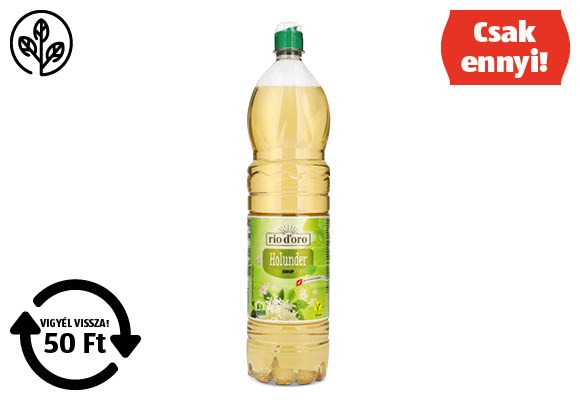 RIO D’ORO Bodzavirágszörp, 1,5 l/flakon