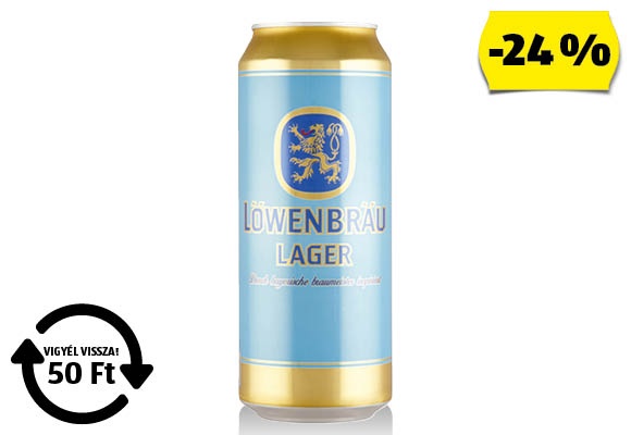 LÖWENBRÄU Világos sör, 0,5 l/doboz