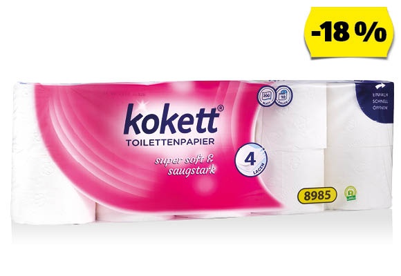 KOKETT Toalettpapír, 10 tekercs/csomag
