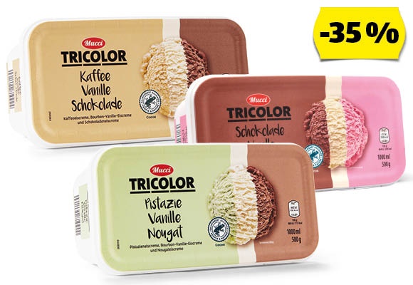 MUCCI Tricolor jégkrém, 1 l/doboz