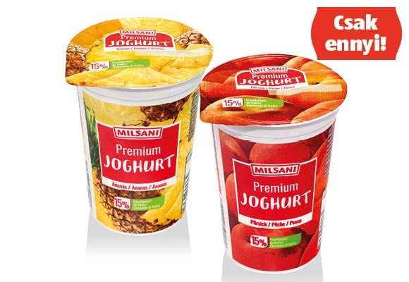 MILSANI Prémium gyümölcsjoghurt, 200 g/pohár