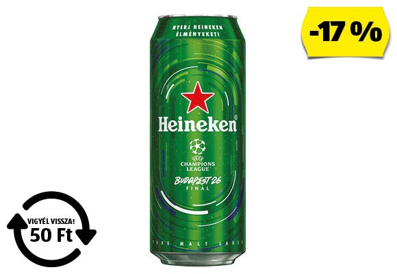 HEINEKEN Világos sör, 0,5 l/doboz