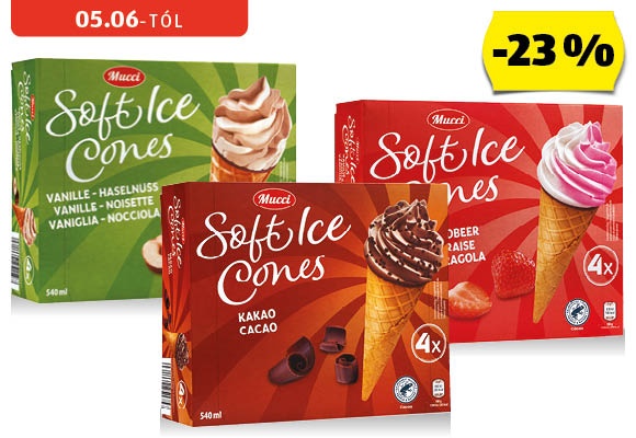 MUCCI Tölcséres jégkrém, 4 x 135 ml/doboz