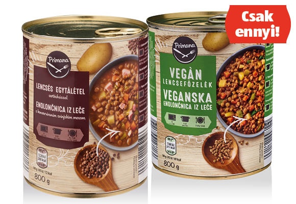 PRIMANA Lencsés egytálétel, 800 g/doboz