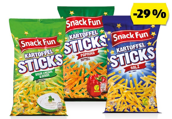 SNACK FUN Burgonyapálcikák, 125 g/csomag