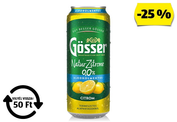 GÖSSER Natur zitrone, 0,5 l/doboz