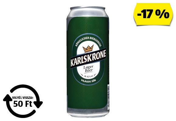 KARLSKRONE Világos sör, 0,5 l/doboz