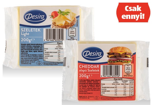 DESIRA Cheddaros lapkasajt, 200 g/csomag