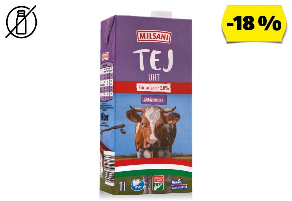 MILSANI Laktózmentes UHT tej, 1 l/doboz