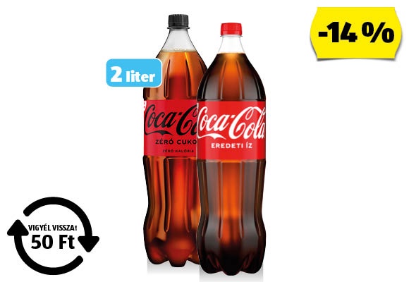 COCA-COLA / FANTA / SPRITE Szénsavas üdítőital, 2 l/palack