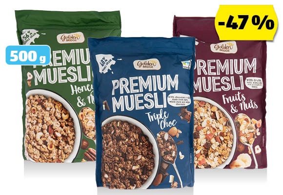 GOLDEN BRIDGE Prémium müzli, 500 g/csomag