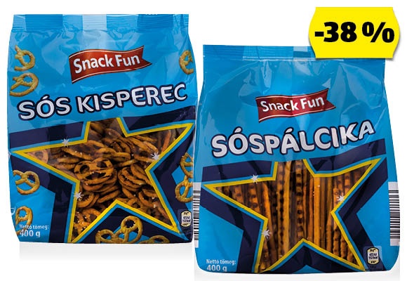 SNACK FUN Sós pálcika vagy perec, 400 g/csomag