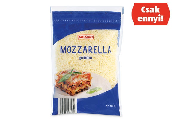 MILSANI Reszelt mozzarella, 250 g/csomag